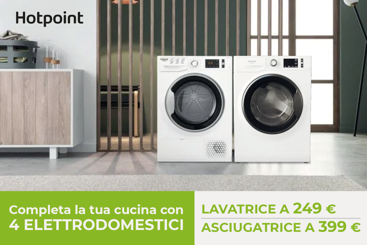 Promo Hotpoint - Acquista una cucina CasaStore con 4 elettrodomestici Hotpoint potrai acquistare o la lavatrice o l'asciugatrice ad un prezzo speciale.