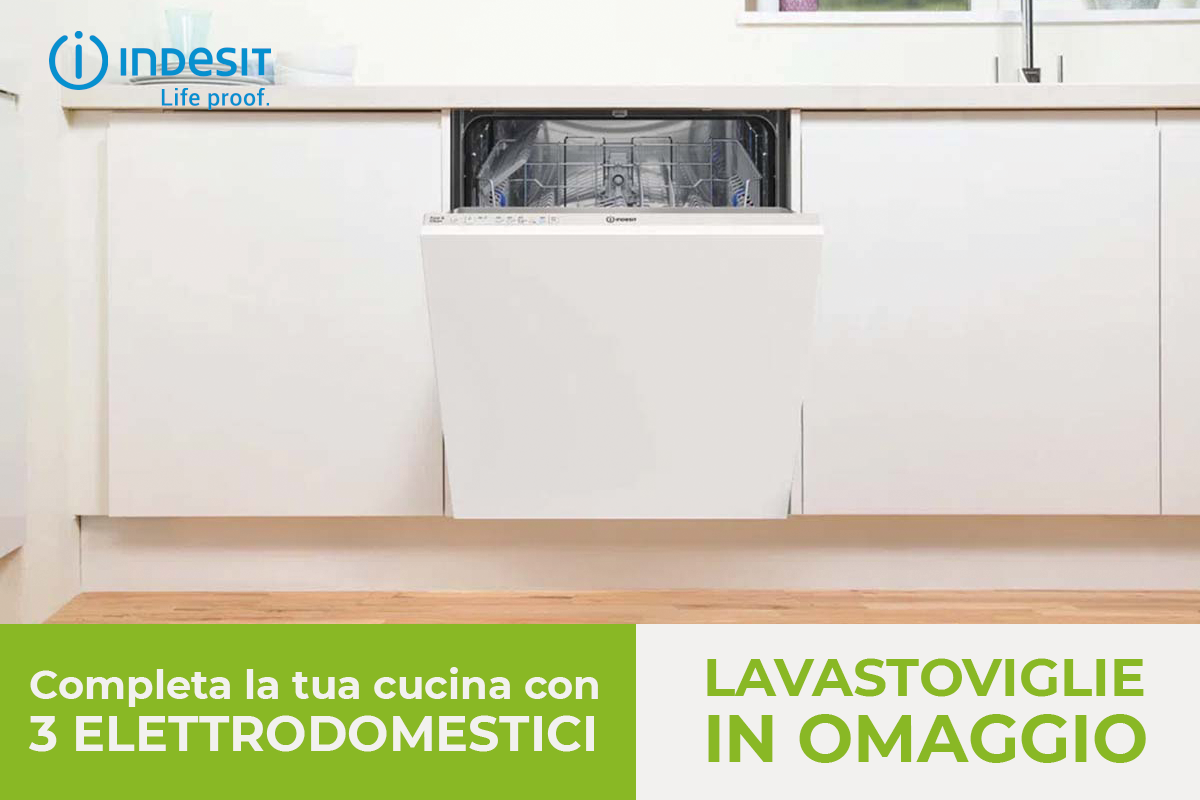 Promo Indesit - Acquista una cucina CasaStore con 3 elettrodomestici Indesit e ricevi una lavastoviglie in omaggio.