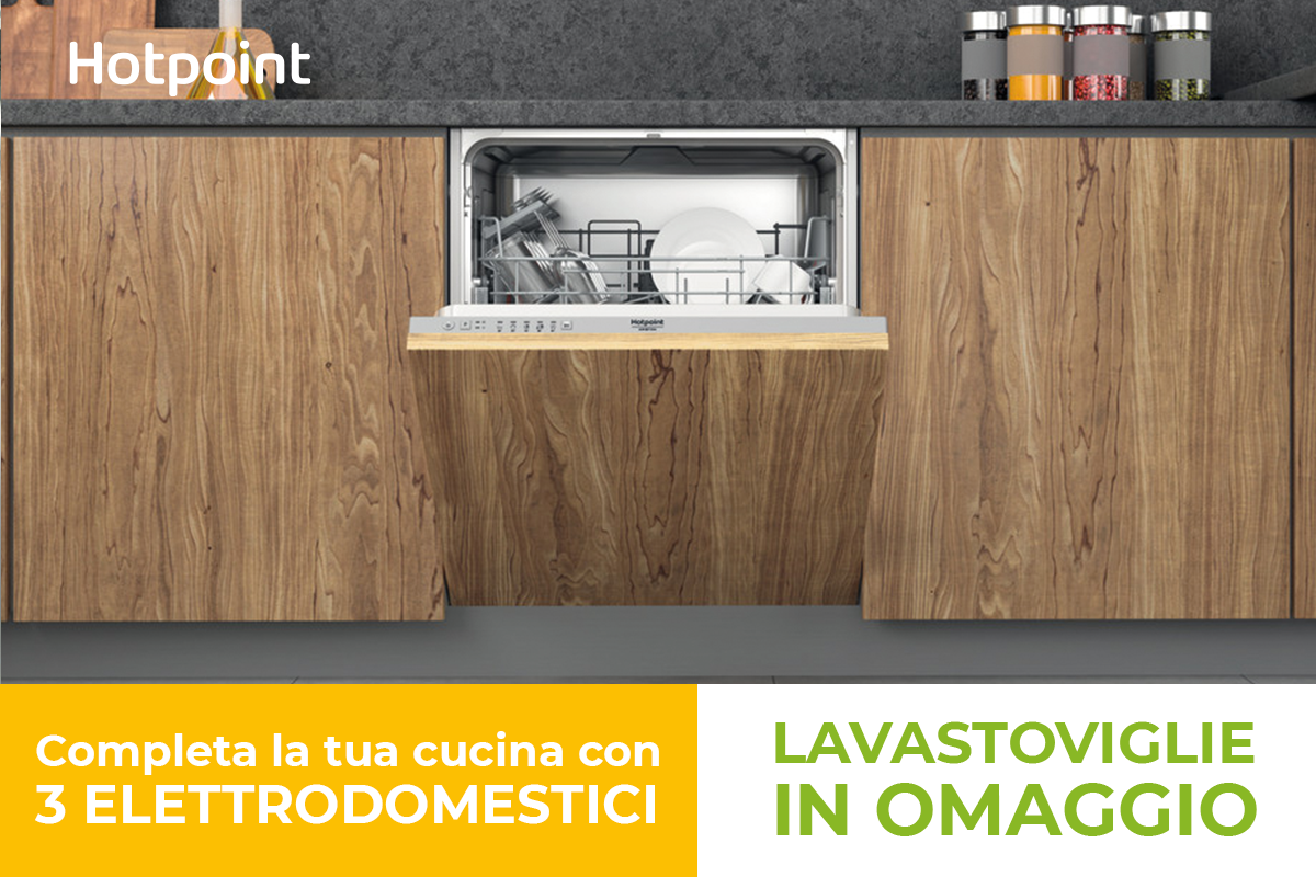 Promo Hotpoint - Acquista una cucina CasaStore con 3 elettrodomestici Hotpoint e riceverai in omaggio una lavastoviglie.