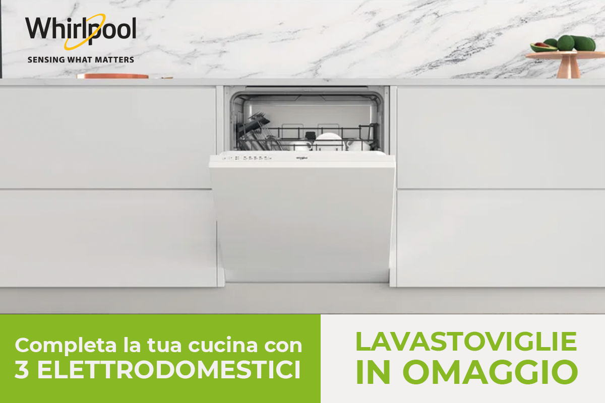 Promo Whirlpool - Acquista una cucina CasaStore con 3 elettrodomestici Whirlpool e ricevi una lavastoviglie in omaggio.