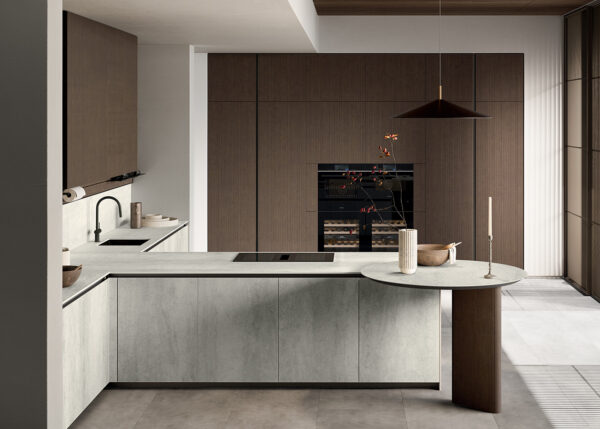 Glass 2.0 versione Fusion 06: cucina moderna con ante in vetro con finiture lusso. CasaStore è rivenditore autorizzato Arredo3 a Salerno