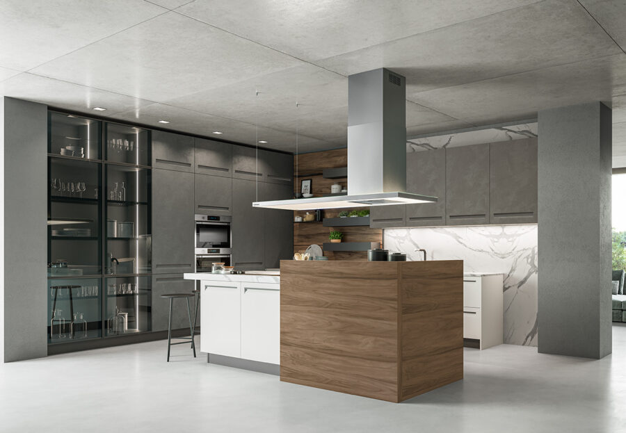Tekna 01: cucina ad isola che unisce design moderno e eleganza. Arredamenti CasaStore è rivenditore autorizzato Arredo3 a Salerno