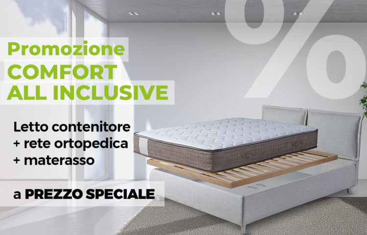 Letto matrimoniale con Contenitore + Rete Ortopedica + Materasso in Memory con uno sconto di € 850!