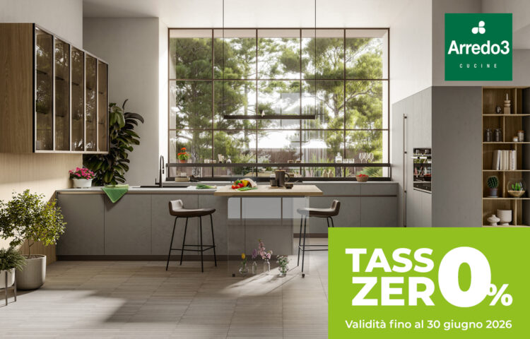 Acquisto Cucina con finanziamento a Tasso Zero. Casastore Arredamenti rivenditore cucine Arredo3 Salerno e Provincia (Campania). Promozione valida fino al 30/06/25.