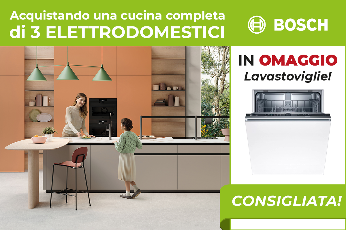 Offerta Cucine Arredo3 2023 - Con Cucina completa con elettrodomestici Bosch Lavastoviglie in Omaggio.