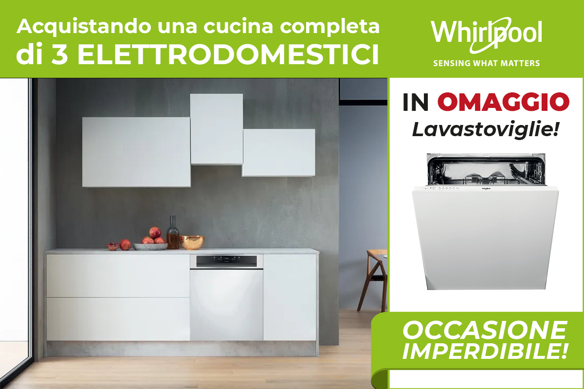 Offerta Cucine Arredo3 2023 - Con Cucina completa con elettrodomestici Whirlpool Lavastoviglie in Omaggio.